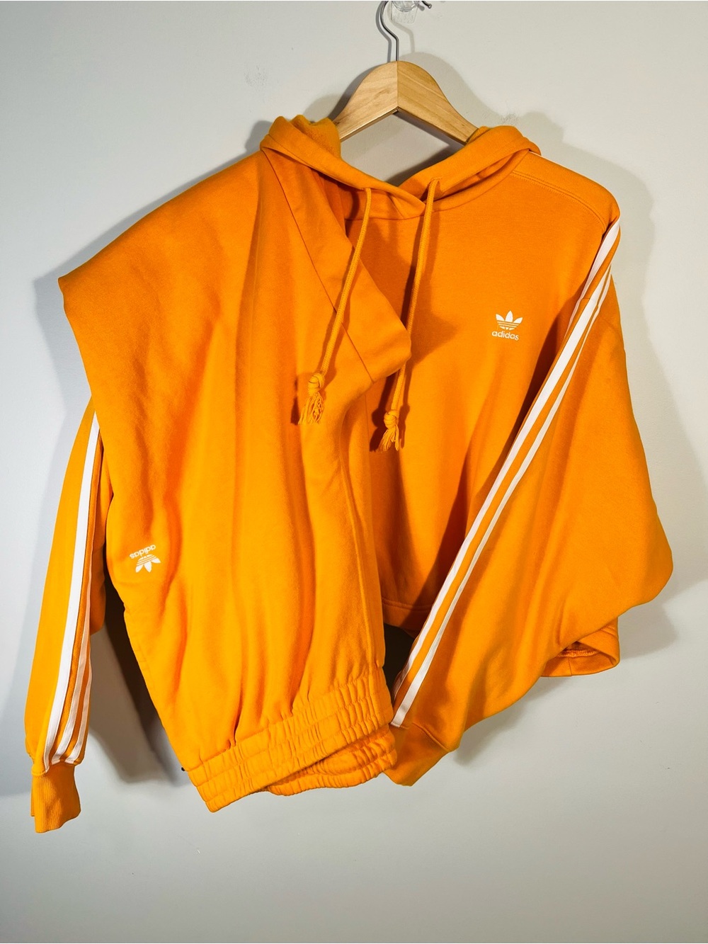 Adidas Bright Orange Cropped Hoodie & Sweatpants Set Plus Size 3X